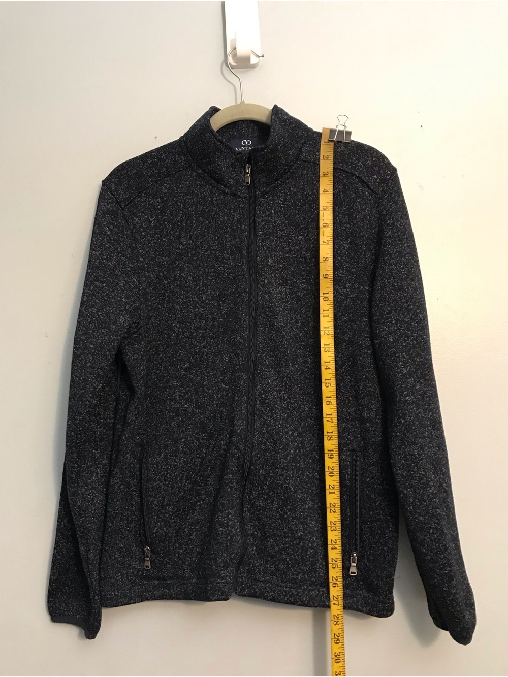 Vintage Men’s Zip-Up Sweater Jacket in Speckled Black